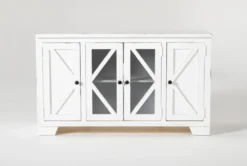 Sinclair II White 54" TV Stand With Glass Doors