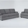 Hampstead Graphite 2 Piece Sofa & Chair Set -Cheap Furniture Store 294218 grey fabric living room set signature 01