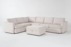 Basil Porcelain 125" 4 Piece Sectional & Ottoman