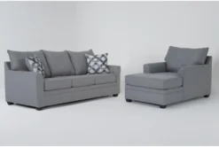 Cheap Furniture Store 25 Jaylen Cement 85" Queen Sleeper Sofa & Chaise Set